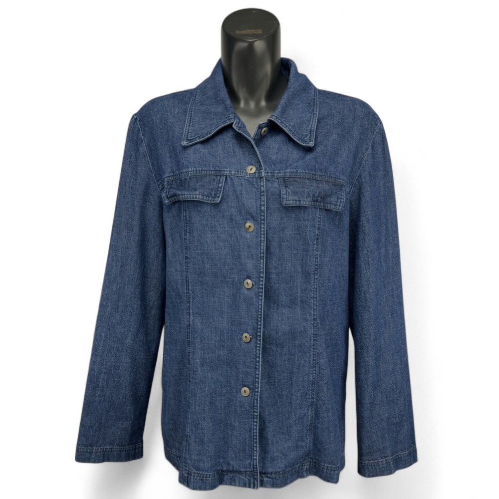 La Maison Simons Petite Denim Blue Button Down Shirt Collared‎ Size 16P
